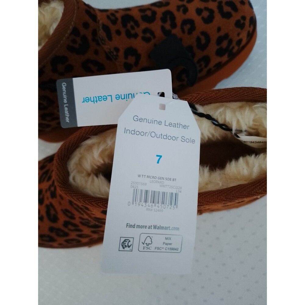 NWT Time and Tru Women's Genuine Suede Leopard Print Ankle Boot Slippers Size 7 - Picture 10 of 13